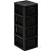 BranQ Home essential BranQ - Home essential Scaffalatura design rattan plastica PP senza BPA, nero, 29,5 x 24 x 64,2 cm, 4 cesti