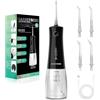 BarberBoss Idropulsore dentale senza fili, irrigatore orale con 4 punte getto e 5 modalità pressione, pulitore professionale per denti e gengive, serbatoio dell'acqua da 340 ml e IPX8, QR-7105 (nero)