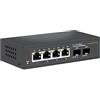 Davuaz Switch Ethernet non gestito Davuaz 2.5G con 4 porte 2.5G Base-T e 2 porte 10G SFP Uplink, compatibile con 100/1000/2500Mbps, design senza ventole, Plug & Play, switch di rete 2.5Gb in metallo