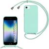 SLWYF Custodia per iPhone 6/7/8/iPhone SE 2020/SE 2022 Cover con Cordino, Silicone Antiurto TPU Morbido Corda Collana Necklace Regolabile Stylish con Catena Ultra Sottile Cover Case, Menta verde