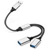 AIYEEN Cavo USB Splitter, Adattatore USB A Splitter 1 in 2 Out, Hub Doppia Porta per Trasferimento Dati/Ricarica, Prolunga Extra Cavo di Alimentazione Split Dati per Auto/Laptop/Mac/PC (Argento)