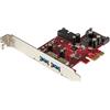 StarTech.com Scheda Espansione PCI Express USB 3.0 (5Gbps) a 4 porte, 2 interne, 2 esterne, Adattatore PCIe alimentato SATA