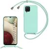 SLWYF Custodia per Samsung Galaxy A12 5G Cover con Cordino, Silicone Antiurto TPU Morbido Corda Collana Necklace Regolabile Stylish con Catena Ultra Sottile Cover Case, Menta verde