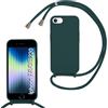 SLWYF Custodia per iPhone 6/7/8/iPhone SE 2020/SE 2022 Cover con Cordino, Silicone Antiurto TPU Morbido Corda Collana Necklace Regolabile Stylish con Catena Ultra Sottile Cover Case, Verde scuro