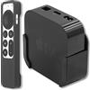 Pinowu, Supporto con staffa da parete compatibile con Apple TV 4K/HD, e custodia protettiva con cinturino per il polso per telecomando Siri remote (seconda generazione) (nero)