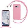 SLWYF Custodia per Samsung Galaxy S8 Cover con Cordino, Silicone Antiurto TPU Morbido Corda Collana Necklace Regolabile Stylish con Catena Ultra Sottile Cover Case, Rosa