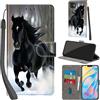 PHINIENLAND Cover per iPhone 12 / iPhone 12 Pro custodia portafoglio Cavallo nero | 3 scomparti carte, 1 tasca banconote, Chiusura magnetica, Supporto, Pelle PU flip cover per iPhone 12 / 12 Pro