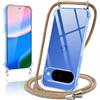 Coiwxmoi Cover per Google Pixel 10 con Cordino 6,3,Trasparente Custodia con Laccio Tracolla Corda Catena Cinghia,Ultra Morbido Silicone TPU Antiurto Case per Google 10, Giallo