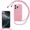 SLWYF Custodia per iPhone 16 Pro Max Cover con Cordino, Silicone Antiurto TPU Morbido Corda Collana Necklace Regolabile Stylish con Catena Ultra Sottile Cover Case, Rosa