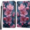 Haninsuze Cover per Samsung Galaxy A10, Portafoglio PU Pelle, Fiore di pesco | Interno TPU Antiurto, Anti-Graffio, Fessura per Schede, Supporto Stand, Design Libro, Flip