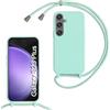 SLWYF Custodia per Samsung Galaxy S23 Plus Cover con Cordino, Silicone Antiurto TPU Morbido Corda Collana Necklace Regolabile Stylish con Catena Ultra Sottile Cover Case, Menta verde