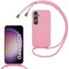 SLWYF Custodia per Samsung Galaxy S23 Cover con Cordino, Silicone Antiurto TPU Morbido Corda Collana Necklace Regolabile Stylish con Catena Ultra Sottile Cover Case, Rosa