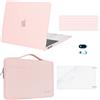MOSISO Custodia Compatibile con MacBook Air 13 Cover M1 2021 2020 2019 2018 A2337 A2179 A1932,Case per MacBook Air M1 Cover 13,3'' Pollici&Borsa&Copritastiera&Webcam Cover&Pellicola, Rosa Gesso