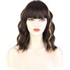 Greenmirr Parrucca corta Bob con frangia Ombre marrone bionda, 35,5 cm, resistente al calore, sintetica