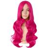 MapofBeauty 24 Pollice/60 cm Moda Signora Frangia Laterale Lungo Ricci Donna Ricci Parrucche (Caldo Rosa)