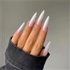 NICENEEDED 24 Pz White Press On Nails, Unghie Finte Lunghe A Stiletto, Unghie Finte Acriliche In Tinta Unita Unghie Acriliche A Copertura Totale Lucida di Mandorla