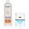 ICAN LONDON CREMA PROFESSIONALE ACQUA OSSIDANTE 10 VOL 3% 250 ML + DECOLORANTE RAPIDO BLU IN POLVERE SET VASO 80 G