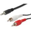 Equip 3,5 mm/2 x RCA, 2,5 m-Cavo audio stereo 3,5 mm, 2 x RCA, maschio/maschio, colore: nichel/nero)