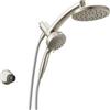 Delta PivotPro 75649SN - Soffione doccia combinato 3 in 1 a 6 impostazioni con spray ProClean, in nichel spazzolato, con doccetta manuale, 1,75 GPM, in nichel spazzolato