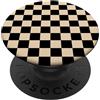 Checkered Black Beige Pattern Checkered Motivo a scacchi nero beige a scacchi PopSockets PopGrip Adesivo