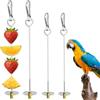UTXN Spiedini per uccelli, 4 pezzi Spiedini per pappagalli Mangiatoia in acciaio inox Pollo Verdure Spiedino Portafrutta Spiedini per uccelli Verdure Frutta Portacibo (argento)
