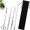 Qurxuanwe 4 in 1 Set Attrezzi per Acquario con Borse di Stoccaggio, Accessori per Acquario Acqua Dolce in Acciaio Inox,Kit Pinzette Forbici Spatola Pulizia Acquari per L'acquario Landscaping e Piante Acquatiche