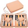 Engelhart - 250501 - Backgammon da Viaggio 9 in Astuccio Beige, Arancione e Nero - Gioco da Tavolo Tascabile