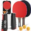 Glymnis Set Ping Pong Portatile, Racchette Ping Pong Con Rete Retrattile