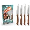 Solance Smokin' Barrels - Coltelli da bistecca per uso quotidiano con manici in legno massiccio esotico, set da 4