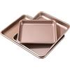 JIEHIN Set di 3 Teglie da Forno Rettangolari, 3 Misure, 22x17, 28x23, 32x27 cm | JIEHIN, Acciaio al Carbonio Antiaderente, Salvaspazio Impilabile, Lavabile in Lavastoviglie, per Arrosti, Verdure e Brownies