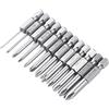 Fongmore Set di 12 punte per cacciavite a croce Phillips da 50 mm, con codolo esagonale da 1/4 di pollice, punta magnetica a croce