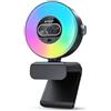 EMEET Webcam S600L 4K per Streaming con Luce ad Anello, 4 Modalità di Illuminazione, Effetto Arcobaleno, Sensore da 1/2, Imaging AI, PDAF 0,2S, 2 Microfoni, Webcam 4K con Luce per OBS/Twitch/PC/Mac
