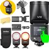 Godox V1 Mid C Flash per Canon Fotocamere Flash Speedlite,55Ws,2.4G TTL 1/8000 HSS,650 Lampi a Piena Potenza,Tempo Ricarica 1,7s,Batteria al Litio 7,2V/2200mAh,Lampada Pilota LED da 2W con 10 Livelli