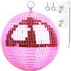 oversevenls Palla da Discoteca 20 cm con Catena e Gancio - Sfera da Discoteca Specchiata Mirror Ball per Feste, DJ, Club ed Eventi, Rosa