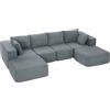 HOMCOM Divano Modulabile ad Angolo in Tessuto Effetto Velluto e Schiuma con Cuscini, 294x165x70 cm, Grigio Scuro | Aosom Italy