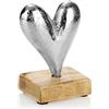 COM-FOUR® Cuore decorativo Premium - cuore in metallo su base in legno Mango - decorazione a forma di cuore da regalare