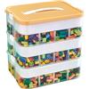 Keyacht Scatole Plastica Scatola portaoggetti con coperchio per Lego Contenitore per Giocattoli per Bambini Costruzioni Mattoncini Contenitore Giochi (Tre a Strato Arancione)