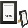 H HANSEL HOME Cornice Legno 13x18cm, Cornice Nere Foto con Pannello in Vetro per Tavolo e Parete