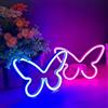 Ulalaza 2 pezzi di luce al neon a LED Insegne al neon a farfalla Luci notturne per la casa per la camera da letto dei bambini Lampade decorative Arte della parete Regalo di compleanno di Natale romantico