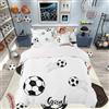 Loussiesd Set di biancheria da letto per bambini con motivo a palla da calcio per bambini e uomini, colore: nero e bianco, copriletto, ultra morbido, decorazione per camera super king con cerniera