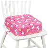 omedecal Rialzo Sedia per Bambini, Seggiolino da Tavolo per Bambini Lavabile Cartoon Cuscino con 2 Regolabile Cinghie & Base Antiscivolo 32 x 32 x 10 cm - Unicorno