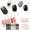 Nailog, Strisce di unghie adesive in gel semi-catalizzato, extra lunghe, resistenti, 20 pezzi, con finitura lucida in morbido gel, Black little heart