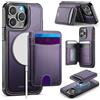 XKchatpt Custodia portafoglio staccabile per iPhone 15 ProMax,［Supporta la ricarica wireless］con RFID e porta carte magnetiche,custodia 2 in 1 in pelle PU per iPhone 15 ProMax（Viola）