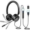 New Bee Cuffia PC con Microfono Cuffie USB/3.5 mm Suono Stereo Nitido Auricolare Business per Skype Zoom MS Team Seminario Web Chiamare Call Center(1 pezzo)
