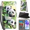 PHINIENLAND Cover per Samsung Galaxy A55 5G PU Pelle Custodia Flip Panda