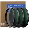 Gobe - Kit filtri per obiettivi 58 mm UV, polarizzatore circolare (CPL), ND8, ND1000