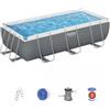 Bestway Piscina fuori terra con struttura rettangolare bestway power steel con pompa, filtro e scaletta grigio scuro 404x201x100 cm - cod. 56441-new.