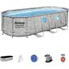 Bestway Piscina fuori terra con struttura ovale bestway power steel swim vista effetto pietra 549x274x122 cm