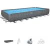 Bestway Piscina fuori terra con struttura rettangolare bestway apx 365 grigio scuro effetto marmo 956x488x132 cm