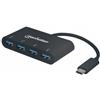 Manhattan Hub usb Manhattan USB-C SuperSpeed 4 Porte USB3.0 A Femmina Nero